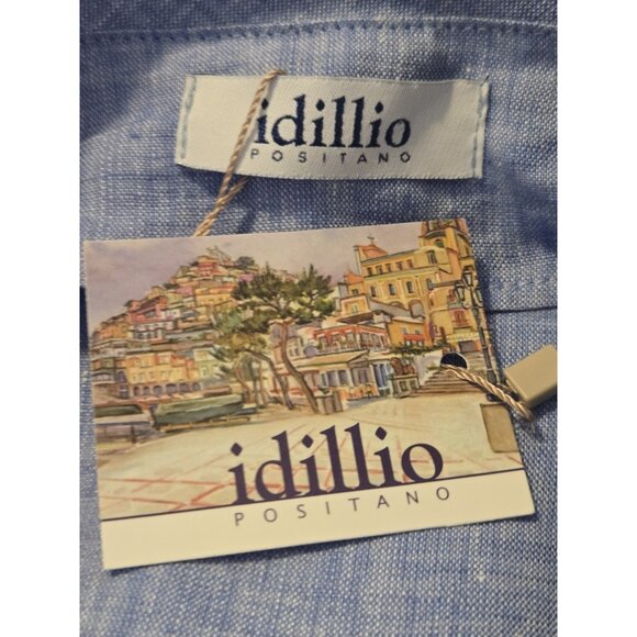 Idillio Positano Blue Chambray 100% Linen Blazer Jacket M New Womens Italy - Picture 5 of 7